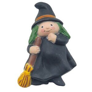 Fun World Vintage Halloween Hard Plastic Hand Painted Witch Holiday Pin